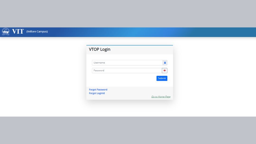 Process for VTOP Student Login